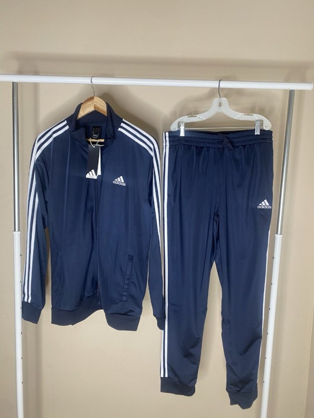 adidas men Basic 3-Stripes Tricot Track Suit Legend Ink Size Medium